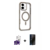 MARSİLYAN™- iPhone 16 Kılıf Eksen Klasik Koleksiyonu - Siyah 3D Antistatik Hayalet Cam Ekran Koruyucu + Bilvis Titan Kamera Lens - SH
