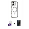 MARSİLYAN™- iPhone 16 Kılıf Eksen Klasik Koleksiyonu - Siyah 3D Antistatik Hayalet Cam Ekran Koruyucu + Bilvis Titan Kamera Lens - PE