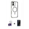 MARSİLYAN™- iPhone 16 Kılıf Eksen Klasik Koleksiyonu - Siyah 3D Antistatik Hayalet Cam Ekran Koruyucu + Bilvis Titan Kamera Lens - YL