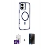 MARSİLYAN™- iPhone 16 Kılıf Eksen Klasik Koleksiyonu - Siyah 3D Antistatik Hayalet Cam Ekran Koruyucu + Bilvis Titan Kamera Lens - GS