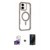 MARSİLYAN™- iPhone 16 Kılıf Eksen Klasik Koleksiyonu - Siyah 3D Antistatik Hayalet Cam Ekran Koruyucu + Bilvis Titan Kamera Lens - PE