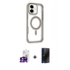 MARSİLYAN™- iPhone 16 Kılıf Eksen Klasik Koleksiyonu - Siyah 3D Antistatik Hayalet Cam Ekran Koruyucu + Bilvis Titan Kamera Lens - GS