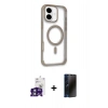 MARSİLYAN™- iPhone 16 Kılıf Eksen Klasik Koleksiyonu - Siyah 3D Antistatik Hayalet Cam Ekran Koruyucu + Bilvis Titan Kamera Lens - YL