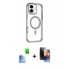 MARSİLYAN™- iPhone 16 Kılıf Eksen Klasik Koleksiyonu - Siyah 3D Antistatik Mat Seramik Nano Ekran Koruyucu + Raze Metal Kamera Lens - LT