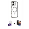 MARSİLYAN™- iPhone 16 Kılıf Eksen Klasik Koleksiyonu - Siyah 3D Antistatik Mat Seramik Nano Ekran Koruyucu + Bilvis Titan Kamera Lens - SH