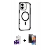 MARSİLYAN™- iPhone 16 Kılıf Eksen Klasik Koleksiyonu - Siyah 3D Antistatik Mat Seramik Nano Ekran Koruyucu + Bilvis Titan Kamera Lens - SH