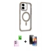 MARSİLYAN™- iPhone 16 Kılıf Eksen Klasik Koleksiyonu - Siyah 3D Antistatik Mat Seramik Nano Ekran Koruyucu + Raze Metal Kamera Lens - PE