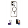 MARSİLYAN™- iPhone 16 Kılıf Eksen Klasik Koleksiyonu - Siyah 3D Antistatik Mat Seramik Nano Ekran Koruyucu + Bilvis Titan Kamera Lens - PE