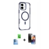 MARSİLYAN™- iPhone 16 Kılıf Eksen Klasik Koleksiyonu - Siyah 3D Antistatik Mat Seramik Nano Ekran Koruyucu + Raze Metal Kamera Lens - LT