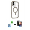 MARSİLYAN™- iPhone 16 Kılıf Eksen Klasik Koleksiyonu - Siyah 3D Antistatik Mat Seramik Nano Ekran Koruyucu + Raze Metal Kamera Lens - LT