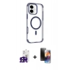 MARSİLYAN™- iPhone 16 Kılıf Eksen Klasik Koleksiyonu - Siyah 3D Antistatik Mat Seramik Nano Ekran Koruyucu + Bilvis Titan Kamera Lens - SH