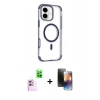 MARSİLYAN™- iPhone 16 Kılıf Eksen Klasik Koleksiyonu - Siyah 3D Antistatik Mat Seramik Nano Ekran Koruyucu + Raze Metal Kamera Lens - PE