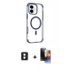 MARSİLYAN™- iPhone 16 Kılıf Eksen Klasik Koleksiyonu - Siyah 3D Antistatik Mat Seramik Nano Ekran Koruyucu + PVD Metal Kamera Lens - MI