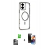 MARSİLYAN™- iPhone 16 Kılıf Eksen Klasik Koleksiyonu - Siyah 3D Antistatik Mat Seramik Nano Ekran Koruyucu + Siyah Raze Metal Kamera Lens
