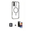 MARSİLYAN™- iPhone 16 Kılıf Eksen Klasik Koleksiyonu - Siyah 3D Antistatik Mat Seramik Nano Ekran Koruyucu + PVD Metal Kamera Lens - MI