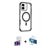 MARSİLYAN™- iPhone 16 Kılıf Eksen Klasik Koleksiyonu - Siyah 3D Antistatik Seramik Nano Ekran Koruyucu + Bilvis Titan Kamera Lens - SH