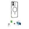 MARSİLYAN™- iPhone 16 Kılıf Eksen Klasik Koleksiyonu - Siyah 3D Antistatik Seramik Nano Ekran Koruyucu + Raze Metal Kamera Lens - BZ