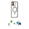 MARSİLYAN™- iPhone 16 Kılıf Eksen Klasik Koleksiyonu - Siyah 3D Antistatik Seramik Nano Ekran Koruyucu + Raze Metal Kamera Lens - BZ