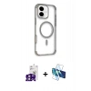 MARSİLYAN™- iPhone 16 Kılıf Eksen Klasik Koleksiyonu - Siyah 3D Antistatik Seramik Nano Ekran Koruyucu + Bilvis Titan Kamera Lens - PE