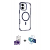 MARSİLYAN™- iPhone 16 Kılıf Eksen Klasik Koleksiyonu - Siyah 3D Antistatik Seramik Nano Ekran Koruyucu + Bilvis Titan Kamera Lens - PE
