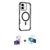 MARSİLYAN™- iPhone 16 Kılıf Eksen Klasik Koleksiyonu - Siyah 3D Antistatik Seramik Nano Ekran Koruyucu + Bilvis Titan Kamera Lens - PE