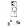 MARSİLYAN™- iPhone 16 Kılıf Eksen Klasik Koleksiyonu - Siyah 3D Antistatik Seramik Nano Ekran Koruyucu + Raze Metal Kamera Lens - SH