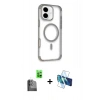 MARSİLYAN™- iPhone 16 Kılıf Eksen Klasik Koleksiyonu - Siyah 3D Antistatik Seramik Nano Ekran Koruyucu + Raze Metal Kamera Lens - SH