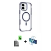MARSİLYAN™- iPhone 16 Kılıf Eksen Klasik Koleksiyonu - Siyah 3D Antistatik Seramik Nano Ekran Koruyucu + Raze Metal Kamera Lens - SH
