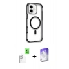 MARSİLYAN™- iPhone 16 Kılıf Eksen Klasik Koleksiyonu - Siyah Bilvis 5in1 3D Magic Cam Ekran Koruyucu + Raze Metal Kamera Lens - BZ