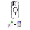 MARSİLYAN™- iPhone 16 Kılıf Eksen Klasik Koleksiyonu - Siyah Bilvis 5in1 3D Magic Cam Ekran Koruyucu + Raze Metal Kamera Lens - PE