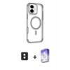 MARSİLYAN™- iPhone 16 Kılıf Eksen Klasik Koleksiyonu - Siyah Bilvis 5in1 3D Magic Cam Ekran Koruyucu + PVD Metal Kamera Lens - PE