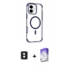 MARSİLYAN™- iPhone 16 Kılıf Eksen Klasik Koleksiyonu - Siyah Bilvis 5in1 3D Magic Cam Ekran Koruyucu + PVD Metal Kamera Lens - PE
