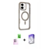 MARSİLYAN™- iPhone 16 Kılıf Eksen Klasik Koleksiyonu - Siyah Bilvis 5in1 3D Magic Cam Ekran Koruyucu + Raze Metal Kamera Lens - PE
