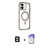 MARSİLYAN™- iPhone 16 Kılıf Eksen Klasik Koleksiyonu - Siyah Bilvis 5in1 3D Magic Cam Ekran Koruyucu + PVD Metal Kamera Lens - MI