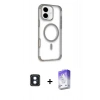 MARSİLYAN™- iPhone 16 Kılıf Eksen Klasik Koleksiyonu - Siyah Bilvis 5in1 3D Magic Cam Ekran Koruyucu + PVD Metal Kamera Lens - MI