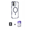 MARSİLYAN™- iPhone 16 Kılıf Eksen Klasik Koleksiyonu - Siyah Bilvis 5in1 3D Magic Cam Ekran Koruyucu + PVD Metal Kamera Lens - MI