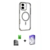 MARSİLYAN™- iPhone 16 Kılıf Eksen Klasik Koleksiyonu - Siyah Bilvis 5in1 3D Magic Cam Ekran Koruyucu + Raze Metal Kamera Lens - SH