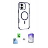 MARSİLYAN™- iPhone 16 Kılıf Eksen Klasik Koleksiyonu - Siyah Bilvis 5in1 3D Magic Cam Ekran Koruyucu + Raze Metal Kamera Lens - LT