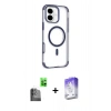 MARSİLYAN™- iPhone 16 Kılıf Eksen Klasik Koleksiyonu - Siyah Bilvis 5in1 3D Magic Cam Ekran Koruyucu + Raze Metal Kamera Lens - SH