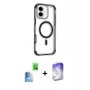 MARSİLYAN™- iPhone 16 Kılıf Eksen Klasik Koleksiyonu - Siyah Bilvis 5in1 3D Magic Cam Ekran Koruyucu + Raze Metal Kamera Lens - LT