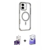 MARSİLYAN™- iPhone 16 Kılıf Eksen Klasik Koleksiyonu - Siyah Bilvis 5in1 5D Magic Hayalet Cam Ekran Koruyucu + Bilvis Titan Kamera Lens - YL
