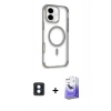 MARSİLYAN™- iPhone 16 Kılıf Eksen Klasik Koleksiyonu - Siyah Bilvis 5in1 5D Magic Hayalet Cam Ekran Koruyucu + PVD Metal Kamera Lens - MI