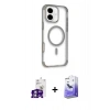 MARSİLYAN™- iPhone 16 Kılıf Eksen Klasik Koleksiyonu - Siyah Bilvis 5in1 5D Magic Hayalet Cam Ekran Koruyucu + Bilvis Titan Kamera Lens - GS