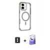 MARSİLYAN™- iPhone 16 Kılıf Eksen Klasik Koleksiyonu - Siyah Bilvis 5in1 5D Magic Hayalet Cam Ekran Koruyucu + PVD Metal Kamera Lens - YL