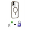 MARSİLYAN™- iPhone 16 Kılıf Eksen Klasik Koleksiyonu - Siyah Bilvis 5in1 5D Magic Hayalet Cam Ekran Koruyucu + Raze Metal Kamera Lens - BZ