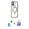 MARSİLYAN™- iPhone 16 Kılıf Eksen Klasik Koleksiyonu - Siyah Bilvis 5in1 5D Magic Hayalet Cam Ekran Koruyucu + Raze Metal Kamera Lens - LT