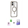 MARSİLYAN™- iPhone 16 Kılıf Eksen Klasik Koleksiyonu - Siyah Bilvis 5in1 5D Magic Hayalet Cam Ekran Koruyucu + Raze Metal Kamera Lens - PE