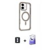 MARSİLYAN™- iPhone 16 Kılıf Eksen Klasik Koleksiyonu - Siyah Bilvis 5in1 5D Magic Hayalet Cam Ekran Koruyucu + PVD Metal Kamera Lens - MI
