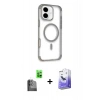 MARSİLYAN™- iPhone 16 Kılıf Eksen Klasik Koleksiyonu - Siyah Bilvis 5in1 5D Magic Hayalet Cam Ekran Koruyucu + Raze Metal Kamera Lens - SH
