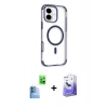 MARSİLYAN™- iPhone 16 Kılıf Eksen Klasik Koleksiyonu - Siyah Bilvis 5in1 5D Magic Hayalet Cam Ekran Koruyucu + Raze Metal Kamera Lens - LT